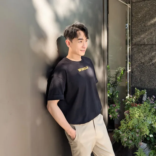 【MYDRESS】陳謙文聯名款-帥氣字母印花落肩寬鬆棉TEE