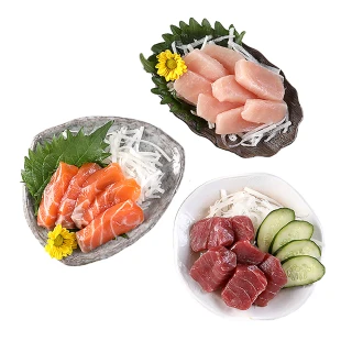 【愛上海鮮】冰鮮生魚片任選3包組(鮪魚/鮭魚/劍旗魚/鯛魚 100g±10%/包)