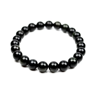 【正佳珠寶】彩虹黑曜石 彩虹雙眼黑耀石手珠 8mm(黑曜石 彩虹 雙眼黑曜 日本)