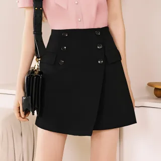 【H2O】前排釦袋蓋斜邊褲裙(#5692001 網路獨家款、熱門百搭款 黑色/卡其色)