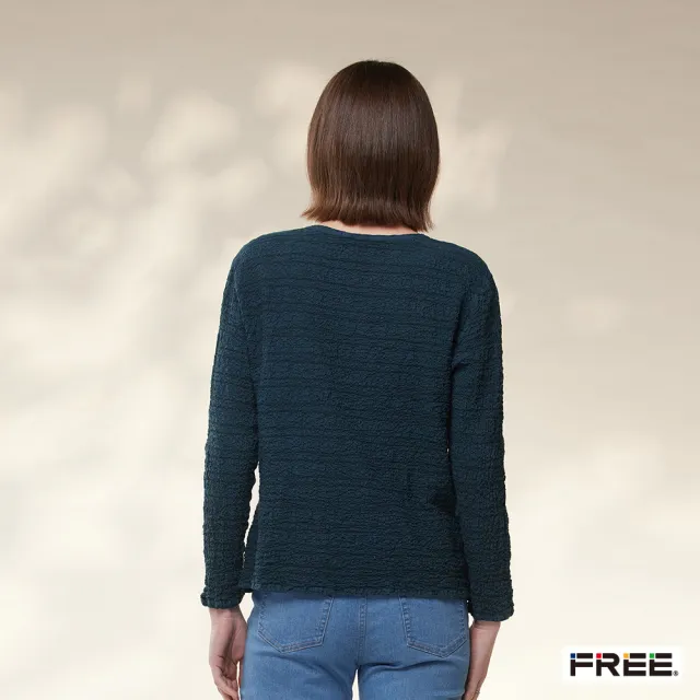 【FREE】free.草木染皺感緞紋拼接上衣(灰藍/粉紫)