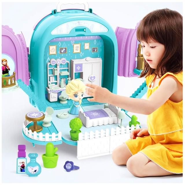 【TDL】冰雪奇緣艾莎梳妝化妝娃娃屋雙面後背箱玩具家家酒玩具 331035(生日禮物 聖誕節 平輸品)
