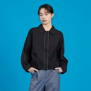 【gozo】天絲滾邊泡芙造型長袖襯衫(兩色)