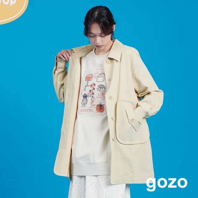 【gozo】配色線條大口袋純棉風衣外套(兩色)