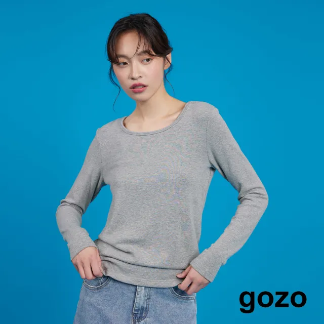 【gozo】MOMO獨家款★限量開賣 發熱圓領長袖上衣(三色)