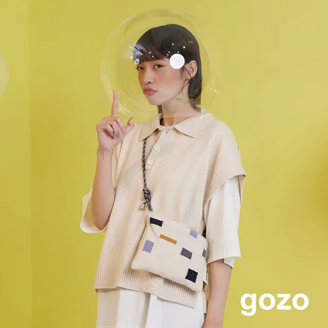 【gozo】宇宙軌道polo領羊毛落肩背心(兩色)