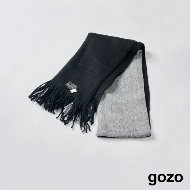 【gozo】☆禮物/送禮☆織標雙色流蘇圍巾(兩色)