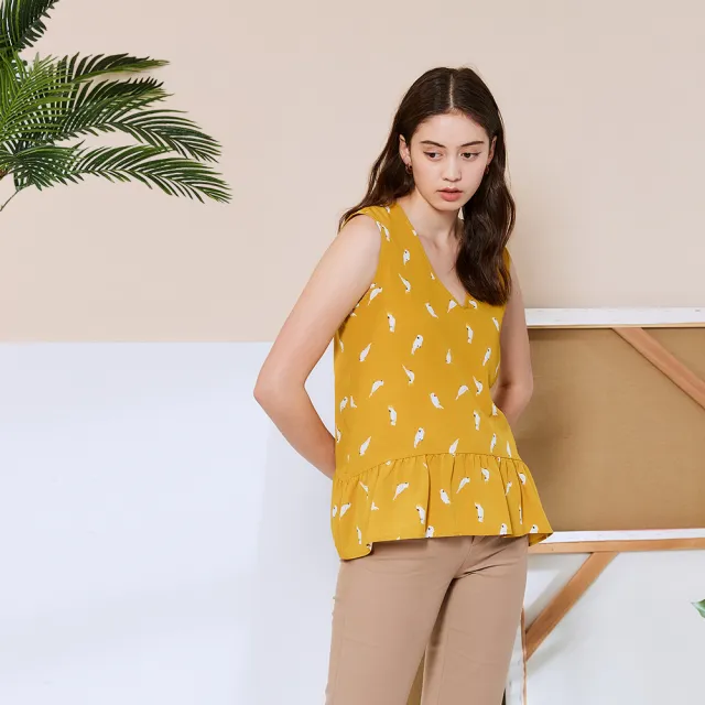 【ICHE 衣哲】Cop.Copine法式鳥語荷葉背心造型上衣