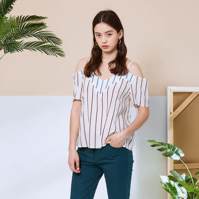 【ICHE 衣哲】Cop.Copine仲夏巴黎條紋露肩造型上衣