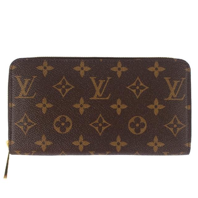 【Louis Vuitton 路易威登】Monogram LV花紋拉鍊長夾(M42616/12卡)