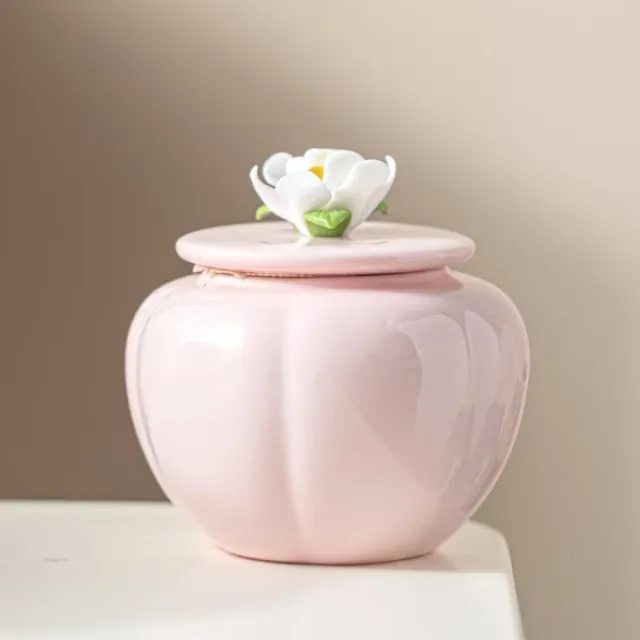 精緻花朵陶瓷茶葉罐(戶外 旅行 茶具 便攜 日式 密封)