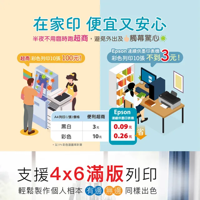 【EPSON】官方直營L3550三合一WiFi智慧遙控連續供墨複合機(取代雷射印表機首選/列印/影印/掃描/4x6滿版列印
