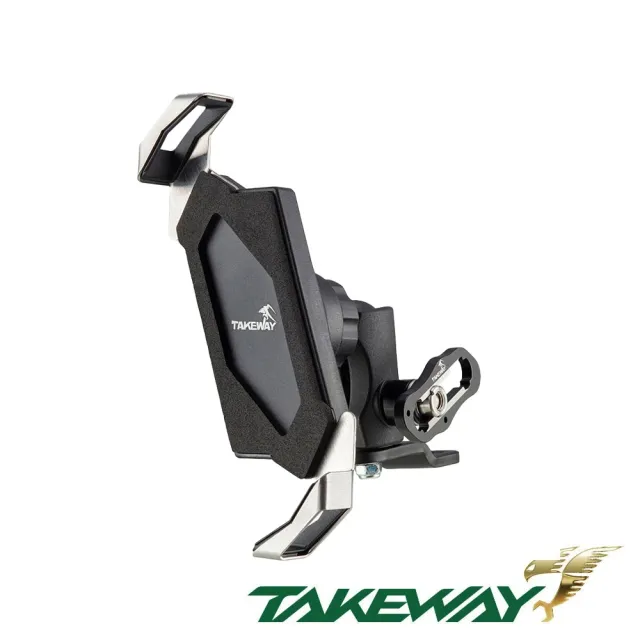 【TAKEWAY】黑隼Z機車手機架-基本款-後照鏡防盜版-耀石黑(LA3-PH05/重機/摩托車導航手機夾)