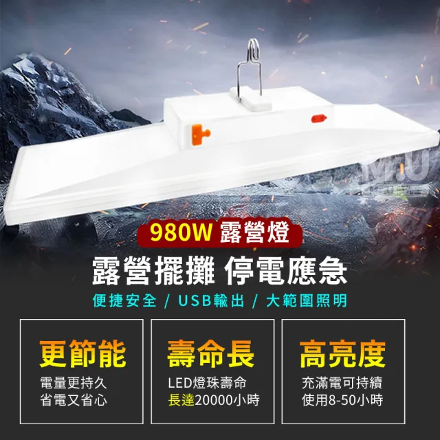 【Mr.U優先生】新爆亮LED 露營燈 大面積款/980W/充電夾燈 可選(夜市地攤燈 帳篷燈 緊急照明 地震包)