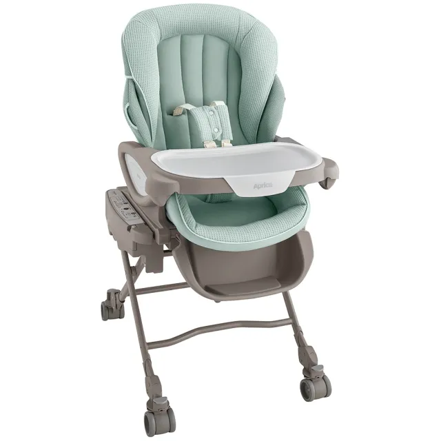 【Aprica 愛普力卡】電動餐搖椅 YuraLism Auto Premium綠拿鐵(搖床餐椅兩用下單贈好禮)