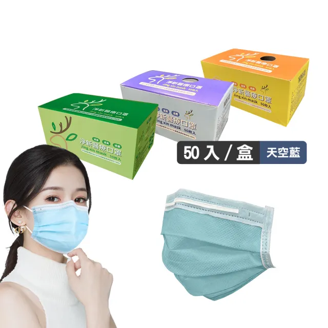 【淨新】雙鋼印醫療級口罩-天空藍(成人50入/一盒/國家隊 防飛沫/灰塵)