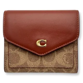 【COACH】女生 短夾 滿版緹花 三折扣式 C字LOGO女款 多卡收納 零錢袋 女款 皮夾 中夾(C2329)