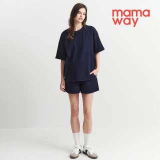 【mamaway 媽媽餵】華夫格休閒孕婦短褲