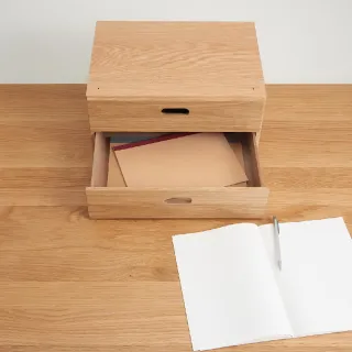 【MUJI 無印良品】橡木組合收納櫃/半型/抽屜/2段(大型家具配送)