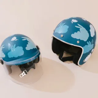 【hahababy】兒童安全帽-迷藏兔藍 藍色霧面(MIT台灣製作/經典花色)