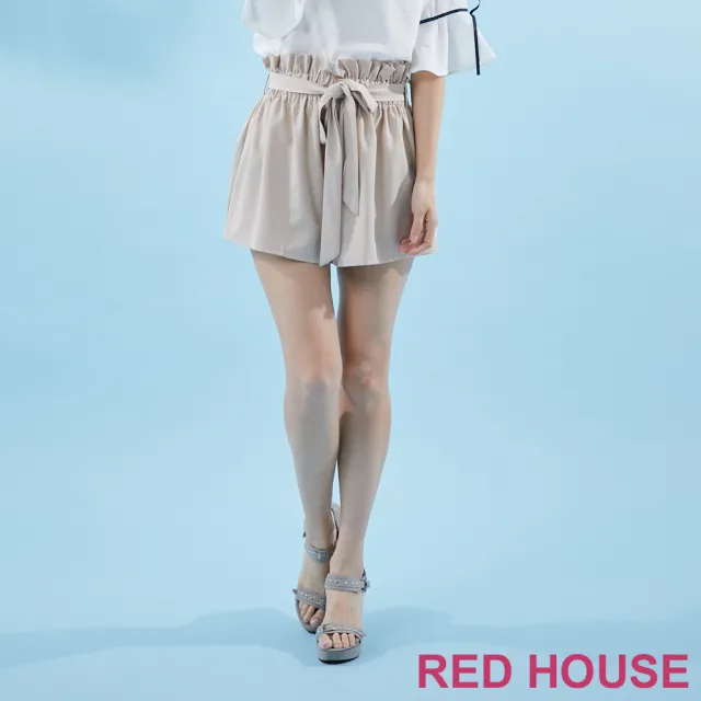 【RED HOUSE 蕾赫斯】荷葉邊素面綁帶短褲(共2色)