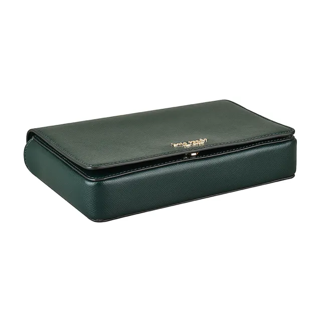 【KATE SPADE】Kate Spade spencer金LOGO防刮皮鏈帶斜背包(深常綠)