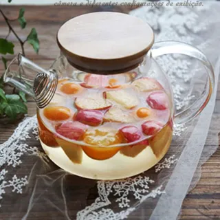 【Homely Zakka】午茶食光茶濾短嘴竹蓋玻璃壺/花果茶壼(1000ml)