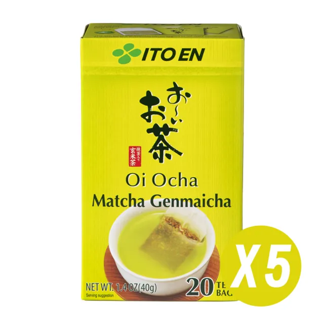 【伊藤園】ITOEN日本進口國產Oi Ocha抹茶玄米茶包40gX5盒共100入(日本原裝大谷翔平代言)