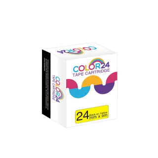 【Color24】LC-6YBW / LK-6YBW 高黏性 黃底黑字 副廠 相容標籤帶_寬度24mm