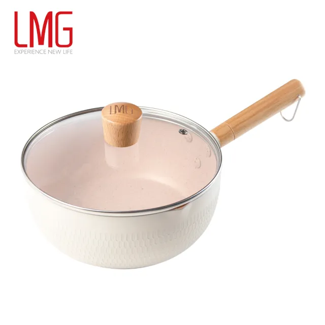 【LMG】錘紋不沾雪平鍋 附蓋 22cm 手把/珠頭新升級(不沾鍋/適用各種爐具)