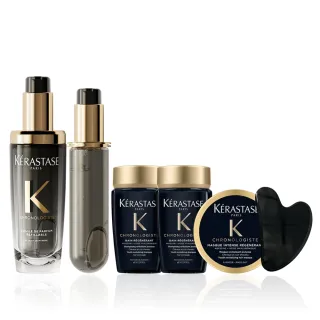 【KERASTASE 巴黎卡詩】黑鑽極萃逆時玫瑰香氛露75ml+填裝瓶75ml(新升級/護髮油)