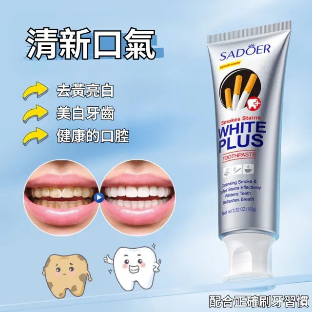 【iBloom】SADOER去煙垢美白牙膏100g-8入組(煙齒茶垢 美白 去黃 去漬 清新 咖啡漬)