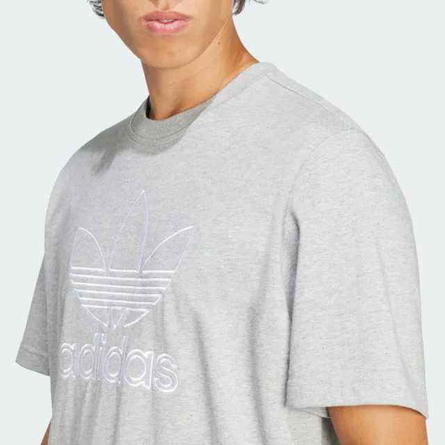 【adidas 愛迪達】短袖上衣 男 寬鬆 三葉草 亞規 OUTL TREF TEE 灰 JP1087