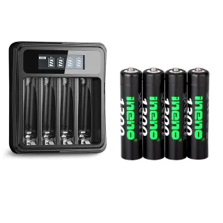 【iNeno】1.5V鋰電池1300mWh 4號4入 搭配液晶顯示鋰電池充電器
