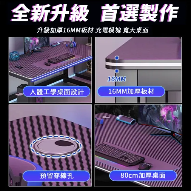 【匠俱】碳纖維電競桌 100x80公分單人電腦桌 遊戲桌 電動桌(臥室桌子 辦公桌 多功能電玩桌子 學生學習桌)