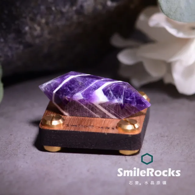 【SmileRocks 石麥】石麥水晶原礦 夢幻紫水晶雙尖柱 No.624380532(SmilePad 4.5X4.5底板)