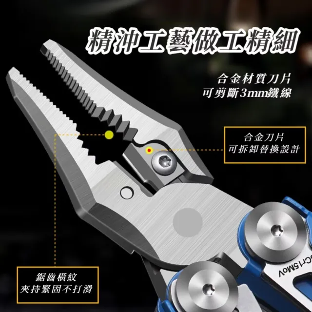 野外多功能組合折疊鉗(工具鉗 摺疊刀 露營 求生 外出 開罐器 剪刀 小刀 割繩器 穿線器 尺)