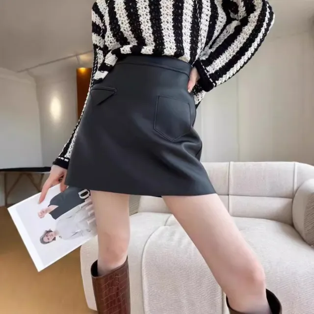 【巴黎精品】女頂級真皮裙真羊皮裙半身裙A字裙短裙子洋裝休閒女裝(修身窄裙n1iv25)