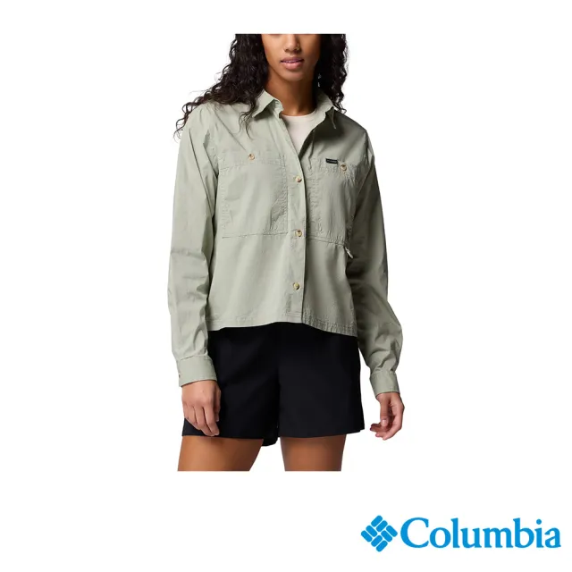 【Columbia 哥倫比亞】女款-女長袖襯衫-灰綠(UAR32060GG/JS)