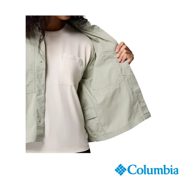 【Columbia 哥倫比亞】女款-女長袖襯衫-灰綠(UAR32060GG/JS)