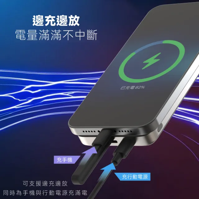 【KooPin】台灣製造 5000mAh 吸附式 Lightning自帶線快充行動電源(LT003-L)