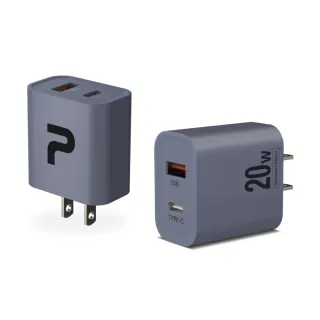 【POLYWELL】PD雙孔快充頭 20W Type-C+USB-A充電器 BSMI認證 /槍灰色