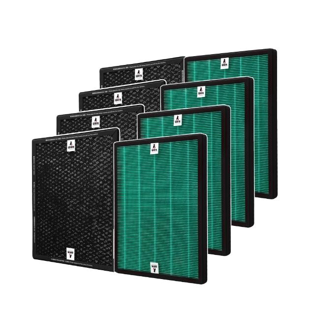 【蟎著媽】濾網4套優惠組(適用 Coway 格威 AP-1019c 白色 粉色 綠色 積木機 完美雙禦 空氣清淨機 AP 1019)