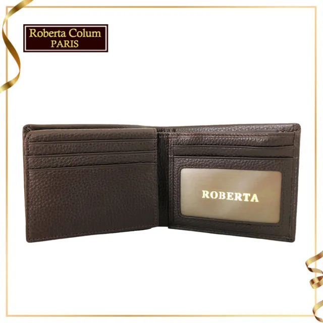 【Roberta Colum】雙11 諾貝達 男用皮夾 短夾 專櫃皮夾 進口軟牛皮短夾(24003-2咖啡)