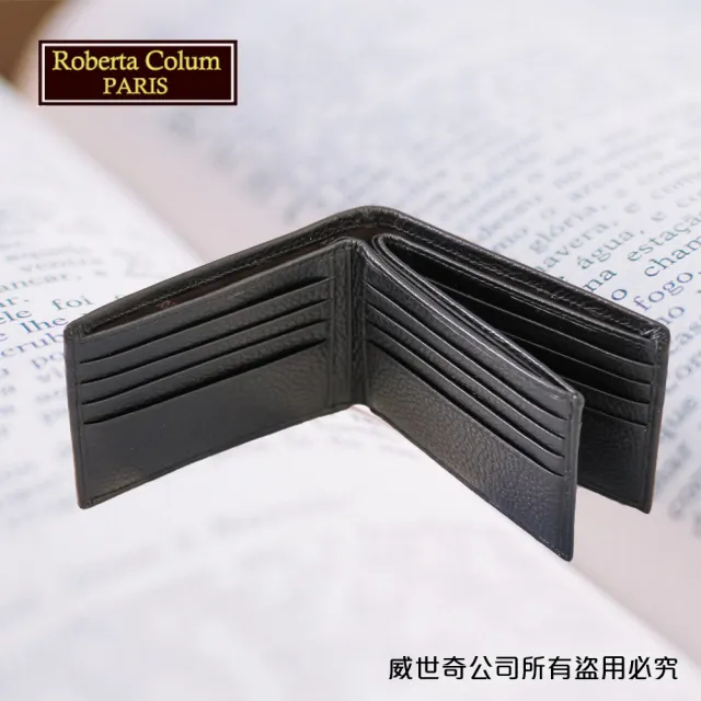 【Roberta Colum】雙11 諾貝達 男用皮夾 短夾 專櫃皮夾 進口軟牛皮短夾(24006-2咖啡)