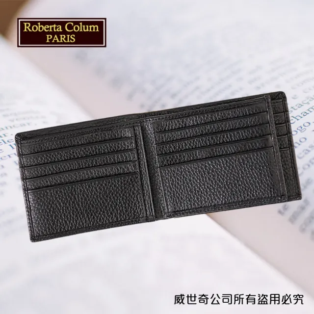 【Roberta Colum】雙11 諾貝達 男用皮夾 短夾 專櫃皮夾 進口軟牛皮短夾(24006-1黑色)