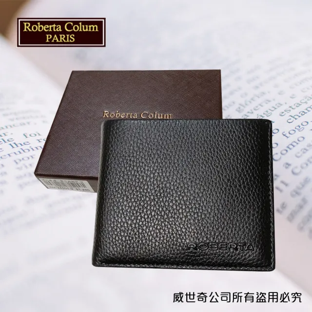 【Roberta Colum】雙11 諾貝達 男用皮夾 短夾 專櫃皮夾 進口軟牛皮短夾(24006-1黑色)