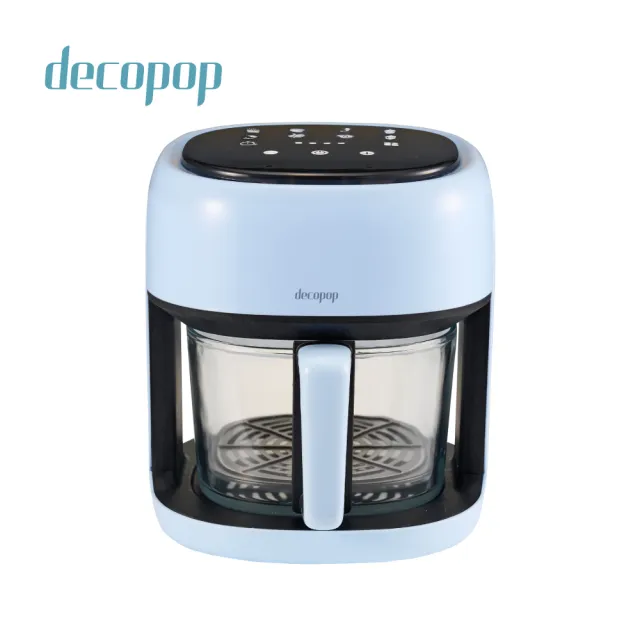【decopop】智能觸控美型玻璃氣炸鍋4.5L大容量 DP-107(智能控溫/不沾油好清洗/360度均勻加熱)