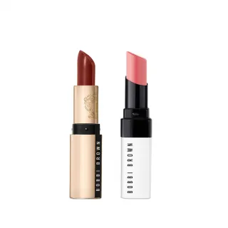 【Bobbi Brown 芭比波朗】極嫩緞光潤色護唇組(晶鑽極嫩潤色護唇膏2.3g+金緻緞光唇膏3.5g)