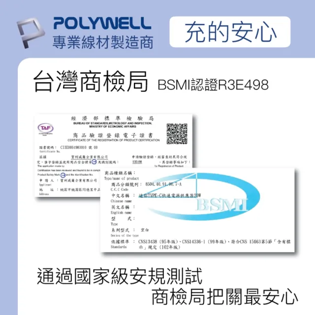 【POLYWELL】PD雙孔快充頭 20W Type-C+USB-A充電器 BSMI認證(適用蘋果iPhone/安卓手機)